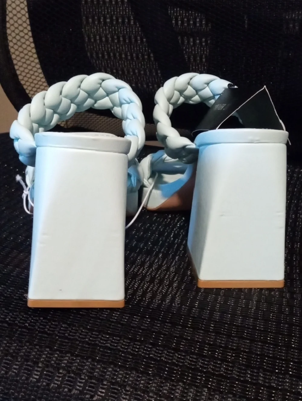 Forever 21 Pale Blue Braided Double-Strap Block Heel Sandals - Picture 5 of 15